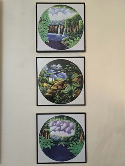 Framed Tropical Landscape Paintings signed