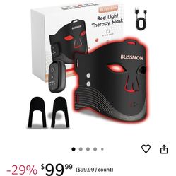 Red Light Therapy for Face, 336 LED Face Mask Light Therapy, 4 Color Modes with Wireless Timer Controller & Eye Protection, Rechargeable LED Light The