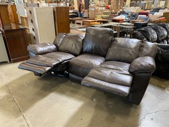 Deep Brown Accent Stitched Double Recliner Sofa