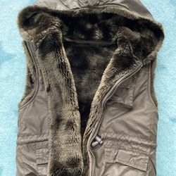 Kids Warm Fur Lined Vest w Hood (new)