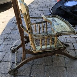 Vintage 1890s High Chair / Stroller Wicker Seat