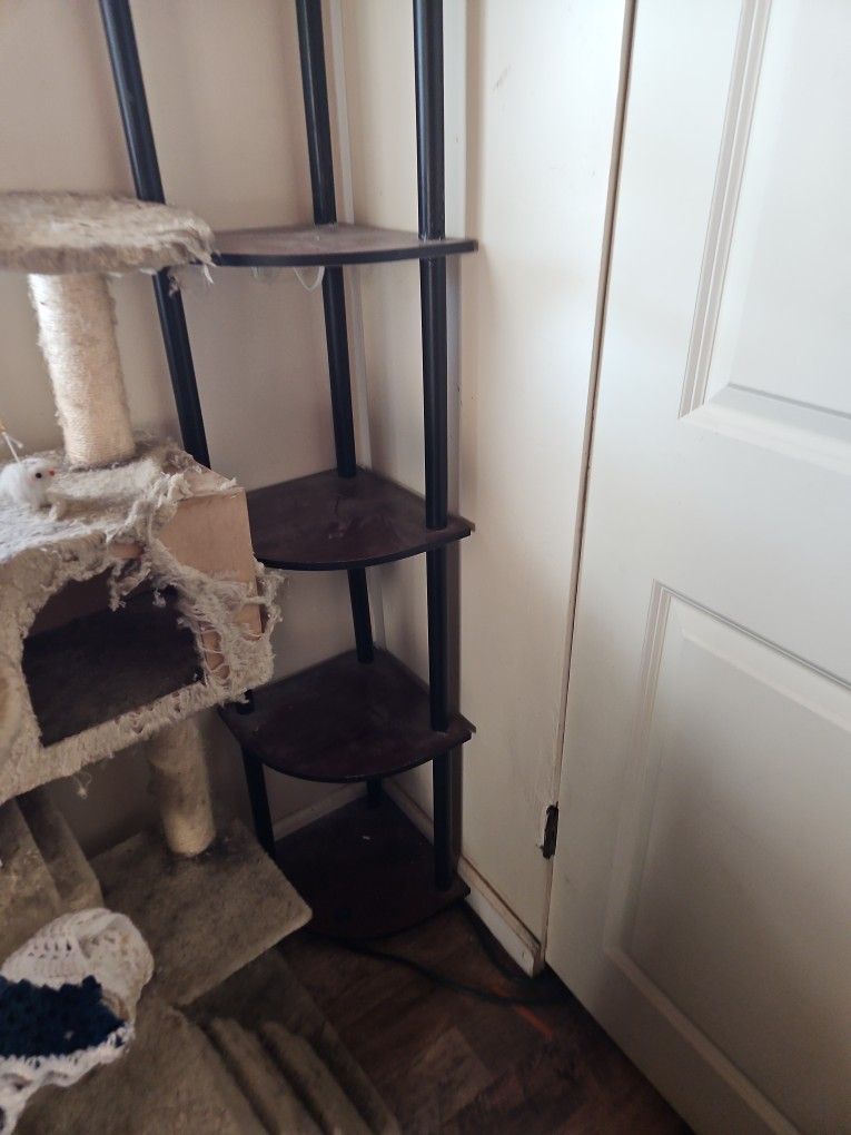 5 Shelf Corner Cherry Wood Shelf