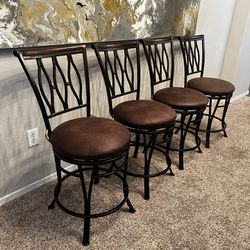 FOUR Espresso Metal Swivel Leather Counter Stools From At Home