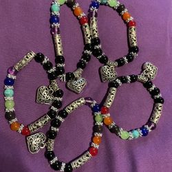 Chakra Heart Charm Bracelets 
