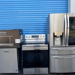 full kitchen set combo appliances refrigerator, stove, microwave, dishwasher
