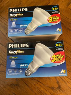 Philips DuraMax BR30 65w Indoor Flood Light Bulbs (2 Open Boxes of 2 Each - See Description!!)