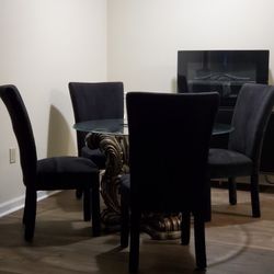 4 Black Suede Dining Chairs