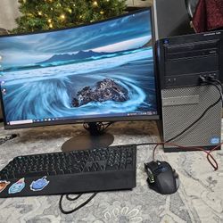 Fast Desktop PC With 27" Cueved Monitor