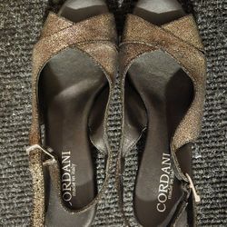 Cordani Black Shimmer Suede Slingback Pumps, EU 40 / US 9‑10