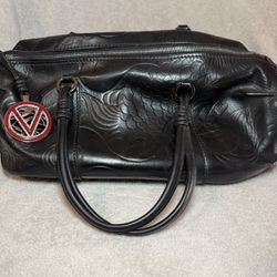 Embossed Black Leather Bag From Valentino 