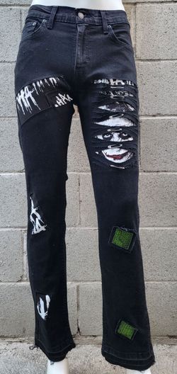 Upcycled Levi's 32 joker jeans Batman horror goth punk