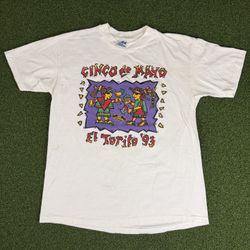 Vintage 1993 Jose Cuervo Cinco De Mayo El Torito Shirt Medium White Art RARE SEE