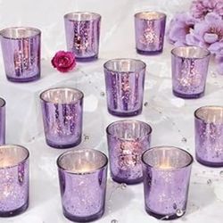 Purple Speckled Votive Candle Holders - Set of 22