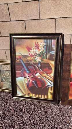 Framed Violin Still Life Wall Art Print