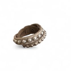 Leatherock Double Strap Leather Bracelet with Pearl Details