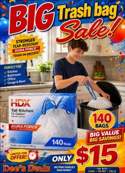 140 Trash bags only $15