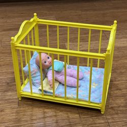 Vintage Babydoll Crib with Handmade Bedding - Includes Baby Doll