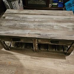 Torched Coffee Table With Storage Drawers 