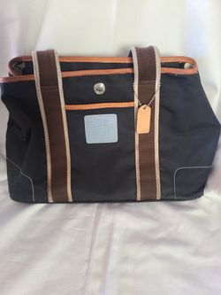 Vintage Y2K COACH Hamptons Nylon Tote Bag Black  Leather Trim Handbag Purse
Coach