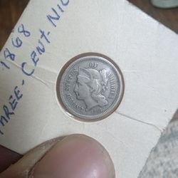 Vintage Coins 1868 Three Cent Nickel 3CN Civil War Era US Coin