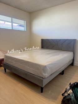 New Queen Bed With Memory Foam Mattress 