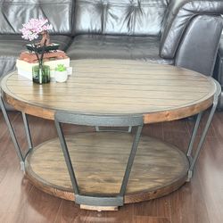 Solid Wood And Iron Industrial Table Set