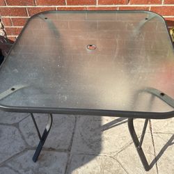 Outdoor/indoor Square Tempered Glass Table, $55