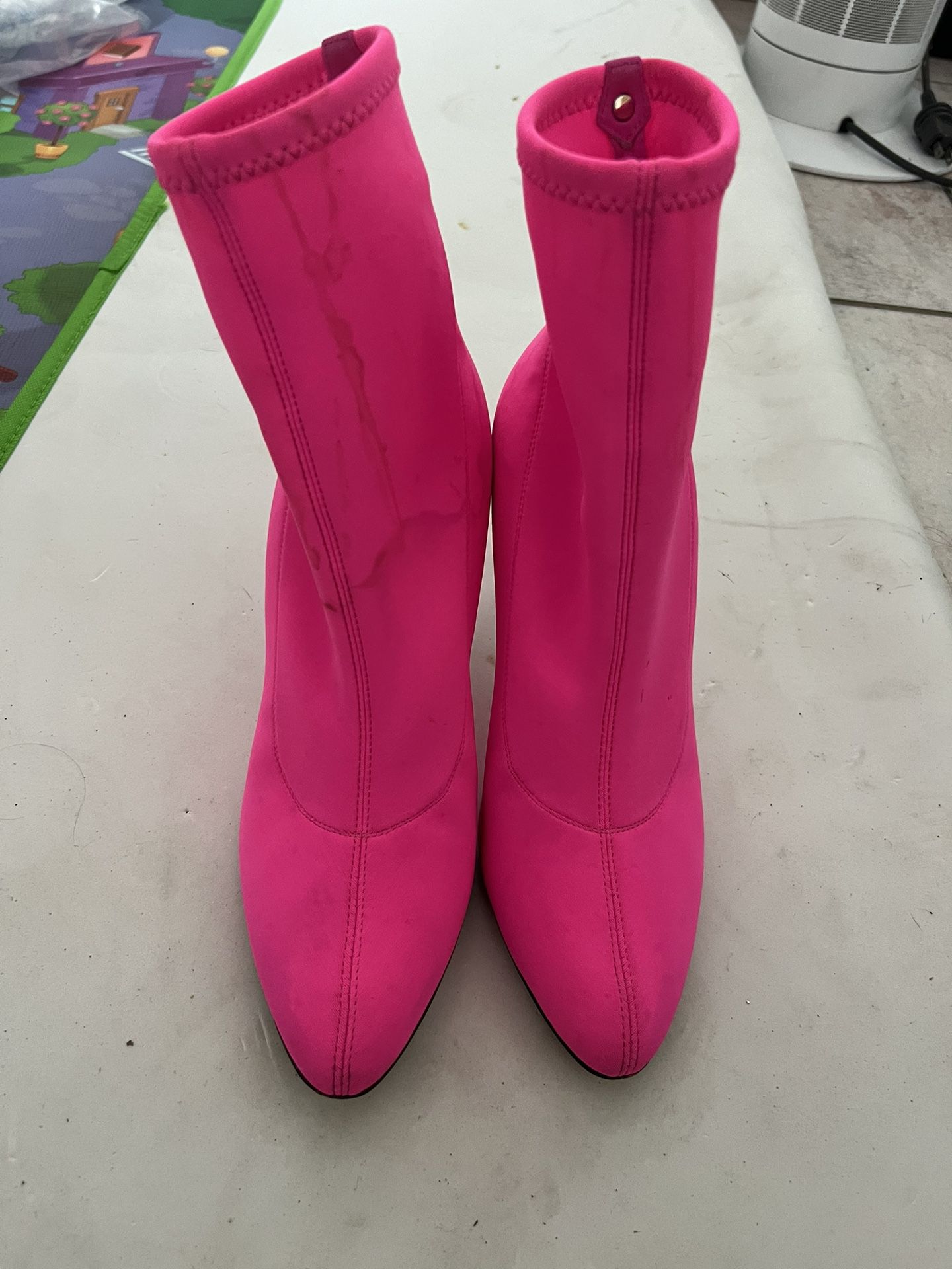  Giuseppe Zanotti hot pink booties sock boots Barbie pink heels calf high shoes