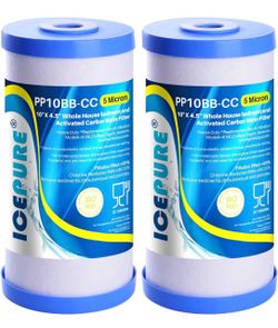 ICEPURE 5 Micron 10" x 4.5" Whole House Sediment and Carbon Filter 2 Pack
