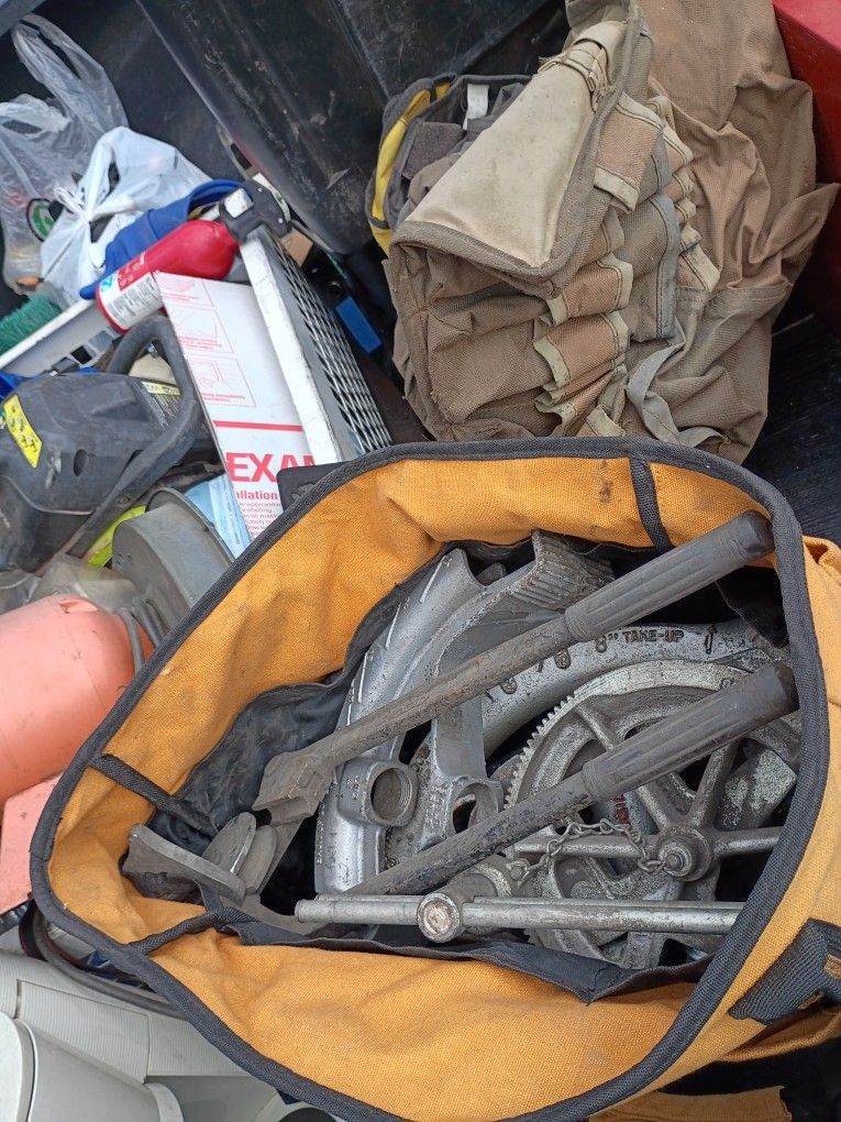 Tool bag For Over A Bucket Filled With Misc. Pipe Benders