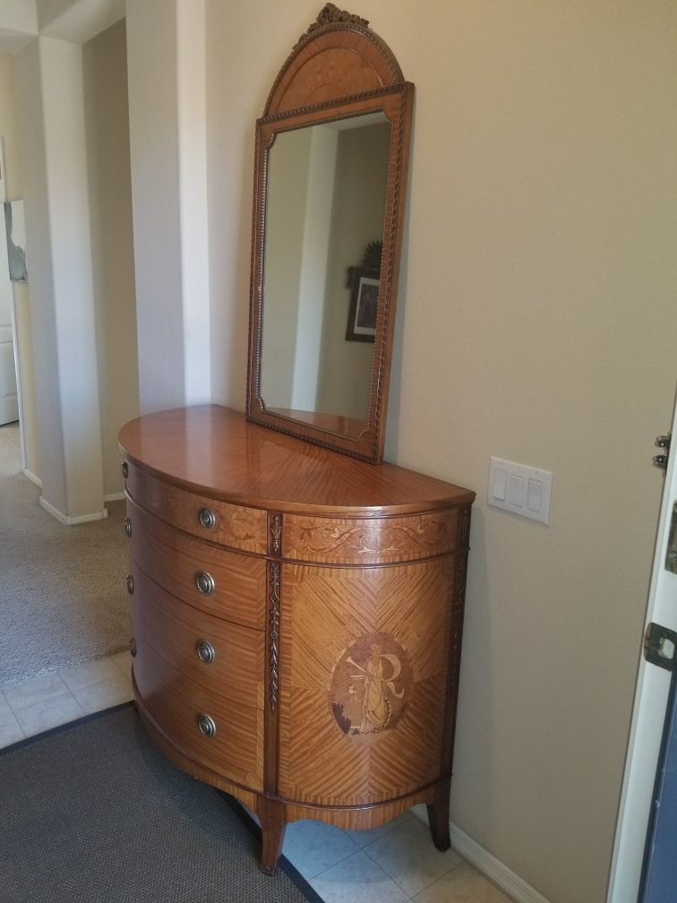 American furniture company demi lune chest of drawers antique