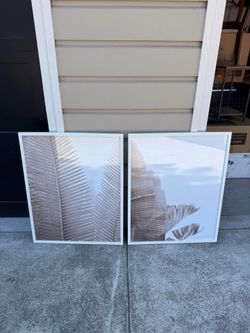 Set of 2 Framed Palm Leaf Wall Art Prints
