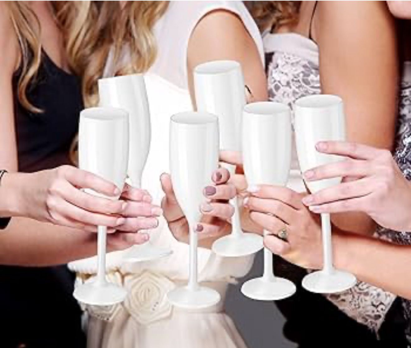Set of 6 Hand Blown Champagne Flutes Goblets