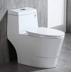 B0940/T-0019， WOODBRIDGE T-0019, Dual Flush Elongated One Piece Toilet with Soft Closing Seat, Chair Height, Water Sense, High-Efficiency, T-0019 Rect
