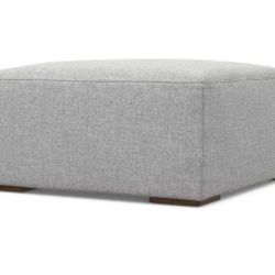 Simpli Home Rex Ottoman in Tightly Woven Performance Fabric, Assembled