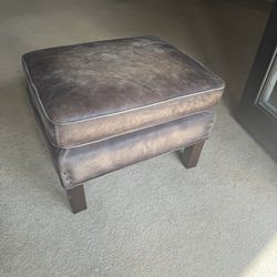 Genuine Brown Leather Ottoman Foot Stool Rest