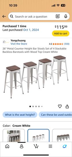 4 -26” Brown stackable bar stools