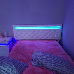 Smart Led  White Queen Size Bed Frame. 