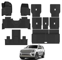 Floor Mats Fit For 2025-2026 Ford Expedition 8 & 7-Seater Tpe All Weather Custom Fit Waterproof