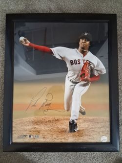 Signed Boston Red Sox Pitcher Pedro Martinez  Framed Photo