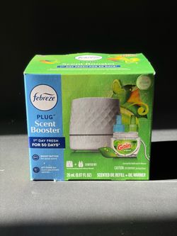 Febreze Plug Scent Booster, Air Freshener, Scented Oil Diffuser, Gain, Starter Kit + 1 Refill