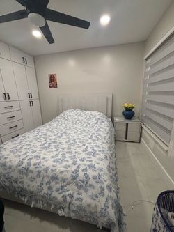 Tivo White Queen Size Bed and Nightstand