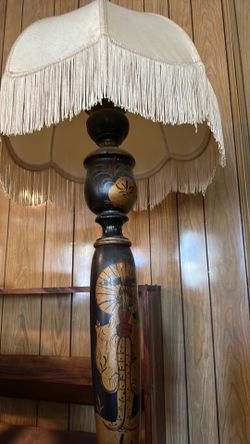 Antique Wood Oriental Floor Lamp