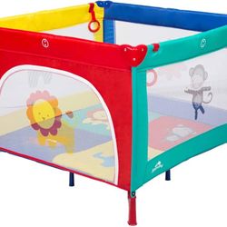 Baby Play Portable Playard Play Pen with Mattress Safety Baby Playard with Door Activity Center for Toddler Boys Girls Fun Time 39inch x 39inch 0431