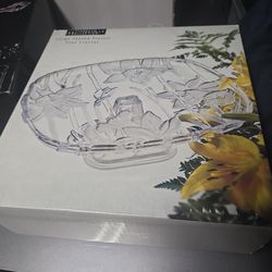 Large footed platter fine crystal