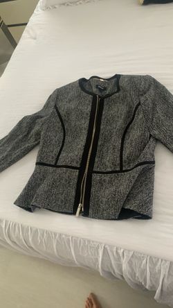 DKNY Tweed Peplum Zip Jacket