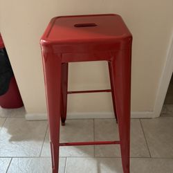 4 RED BAR STOOLS 