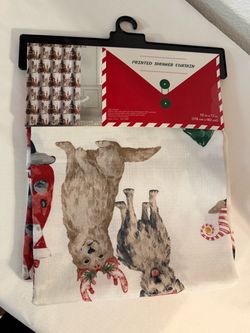 CHRISTMAS DOGS CURTAIN FOR SHOWER
