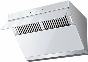 30 inch Under Cabinet Range Hood, 900 CFM, Heating Auto-cleaning Wall mount compatible, gesture & touch control, tempered glass, 3-speed exhaust fan, 
