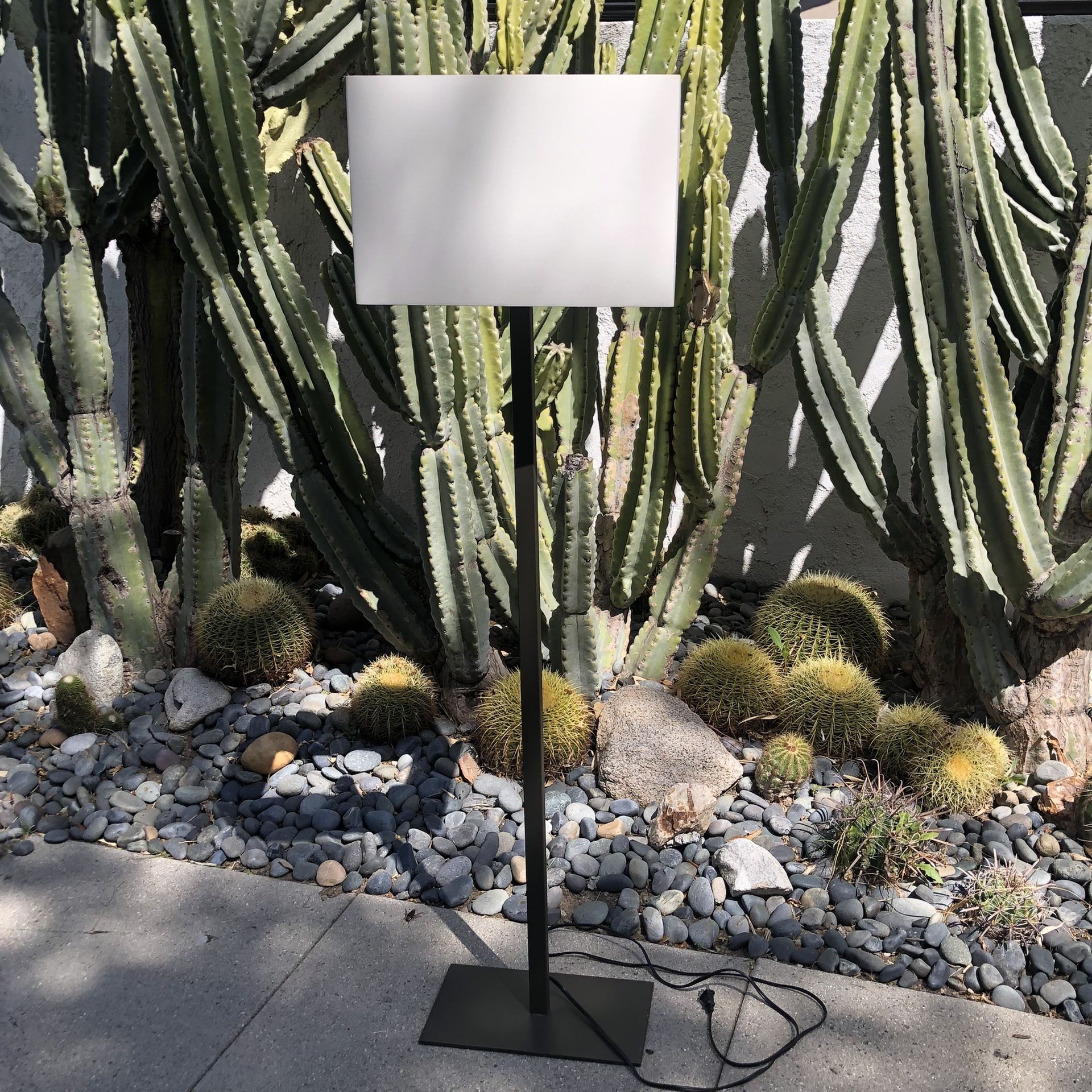 CB2 Metal Base Floor Lamp 57" Like New Off White Rectangular (Silver Lake)